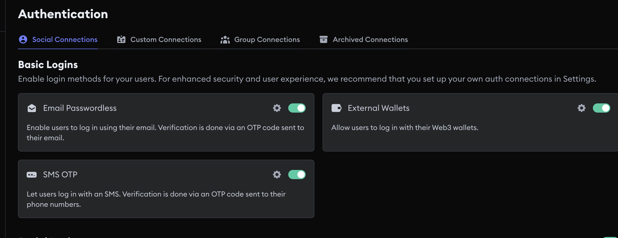 SMS OTP Toggle